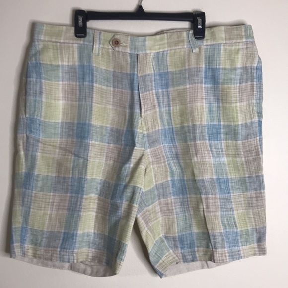 Tommy Bahama Mens Plaid Reversible Shorts 100% Linen Size 40 - Picture 2 of 8